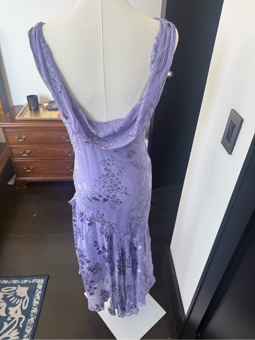 lilac 90s Vixen 100% silk Bias cut dress - Picture 6 of 9